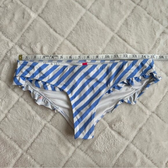 Victoria's Secret | Blue Stripe Ruffle Cheeky Bikini Bottoms | Size Medium - Picture 11 of 13